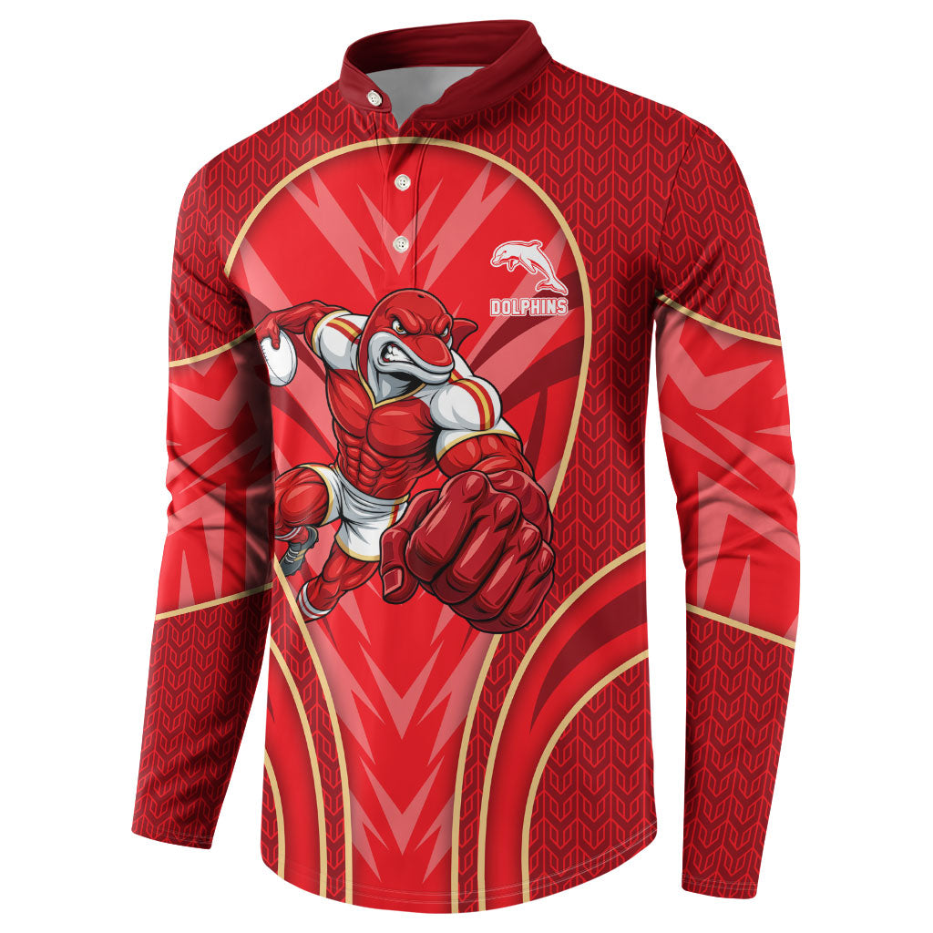 Dolphins Rugby Mascot Button Sweatshirt Australian Rugby Culture - Tribal Inspired Dolphin