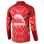 Dolphins Rugby Mascot Button Sweatshirt Australian Rugby Culture - Tribal Inspired Dolphin