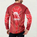 Dolphins Rugby Mascot Button Sweatshirt Australian Rugby Culture - Tribal Inspired Dolphin
