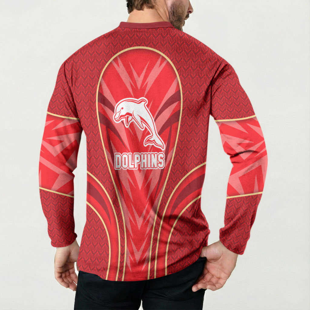 Dolphins Rugby Mascot Button Sweatshirt Australian Rugby Culture - Tribal Inspired Dolphin