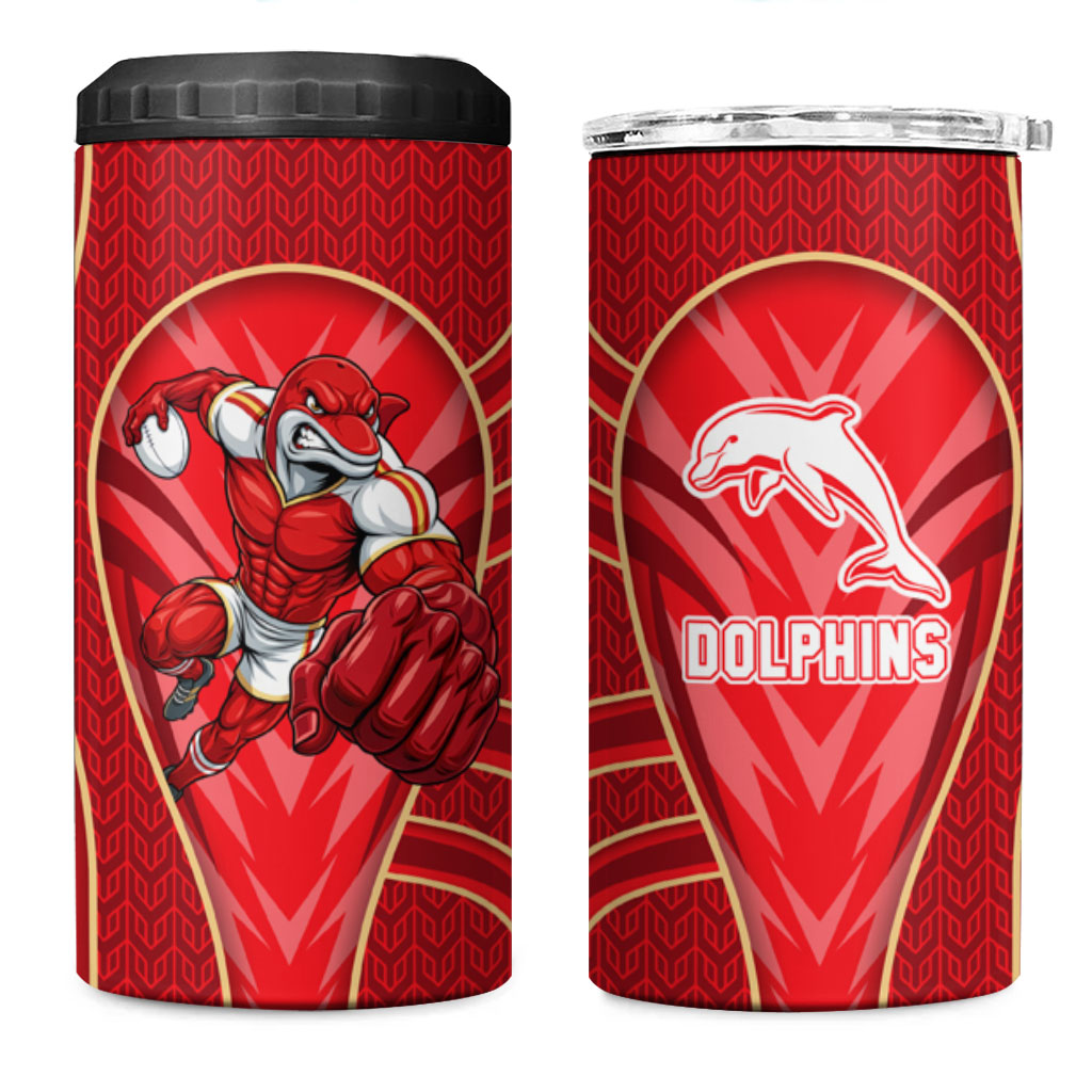 Dolphins Rugby Mascot 4 in 1 Can Cooler Tumbler Australian Rugby Culture - Tribal Inspired Dolphin