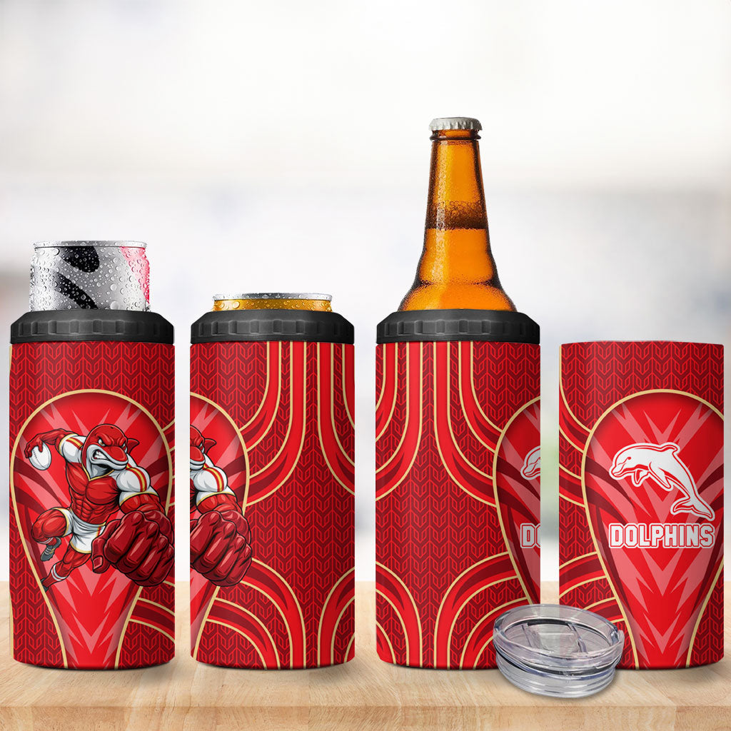 Dolphins Rugby Mascot 4 in 1 Can Cooler Tumbler Australian Rugby Culture - Tribal Inspired Dolphin