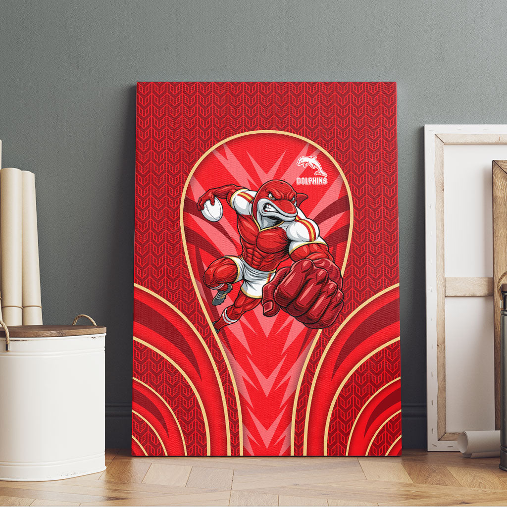 Dolphins Rugby Mascot Canvas Wall Art Australian Rugby Culture - Tribal Inspired Dolphin