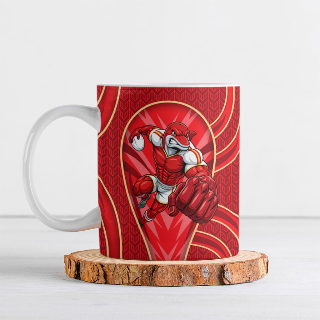 Dolphins Rugby Mascot Ceramic Mug Australian Rugby Culture - Tribal Inspired Dolphin