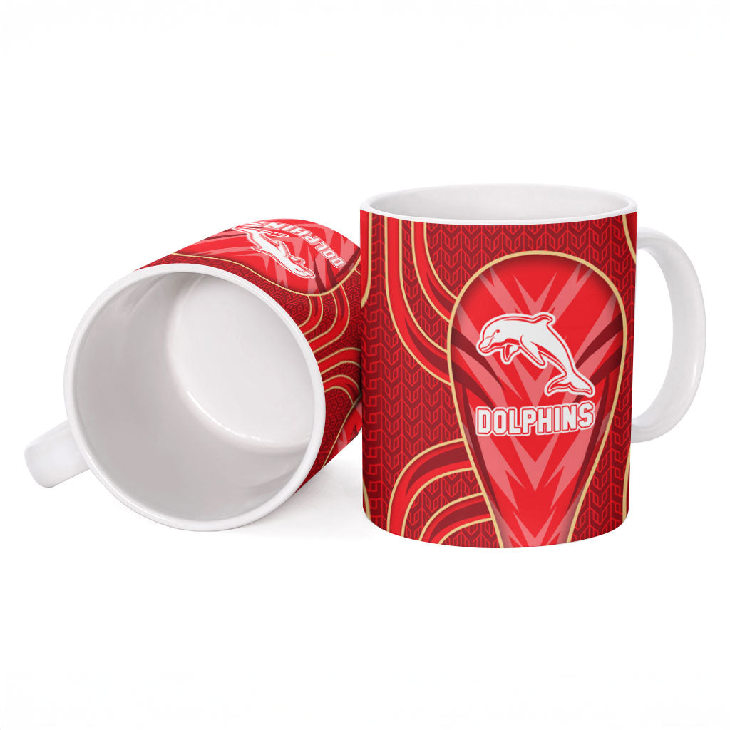 Dolphins Rugby Mascot Ceramic Mug Australian Rugby Culture - Tribal Inspired Dolphin