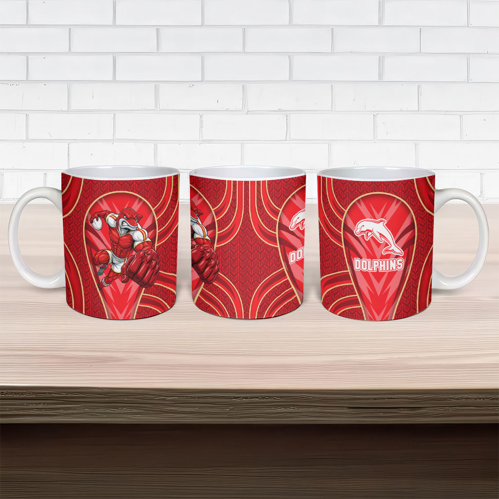 Dolphins Rugby Mascot Ceramic Mug Australian Rugby Culture - Tribal Inspired Dolphin