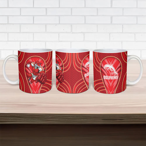Dolphins Rugby Mascot Ceramic Mug Australian Rugby Culture - Tribal Inspired Dolphin