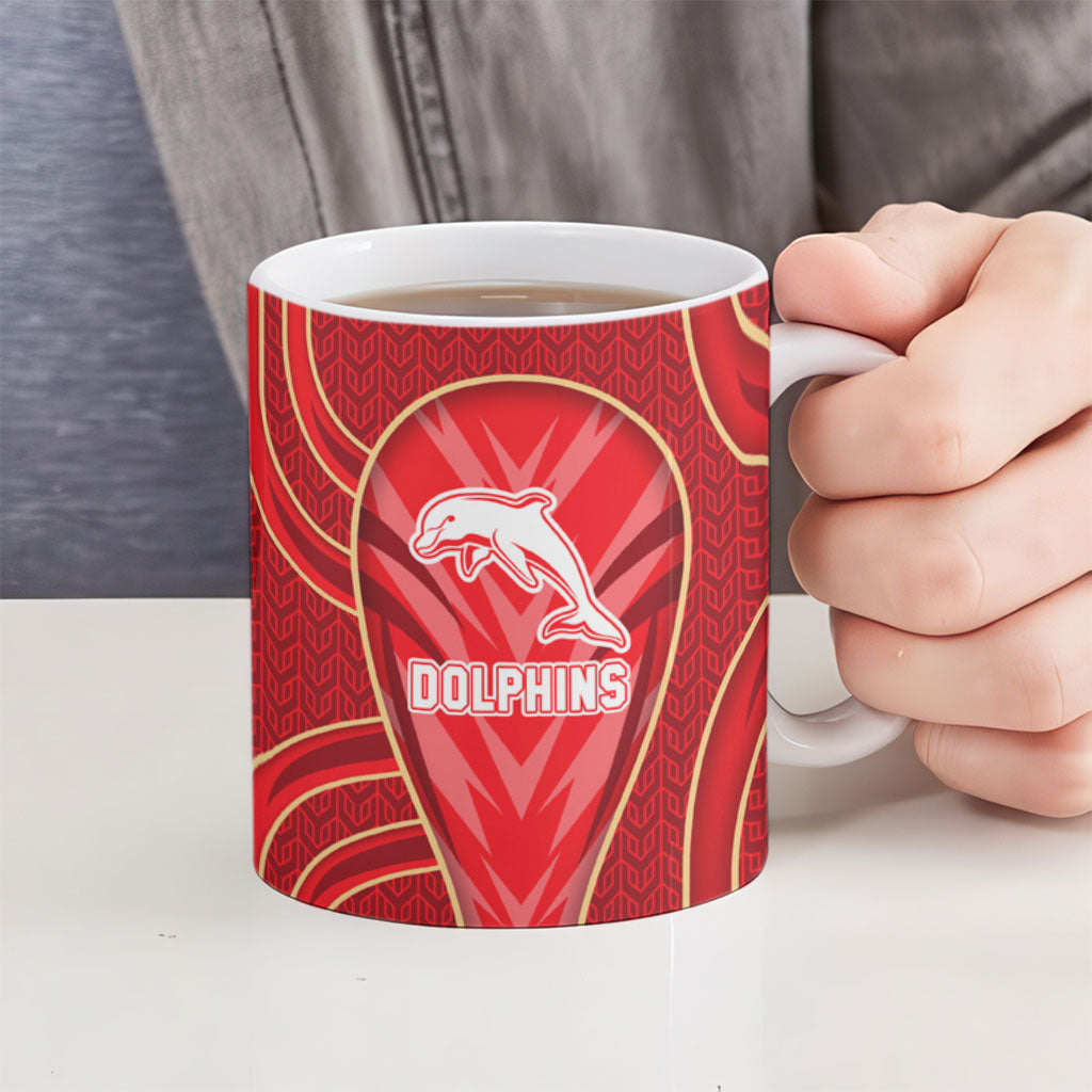 Dolphins Rugby Mascot Ceramic Mug Australian Rugby Culture - Tribal Inspired Dolphin