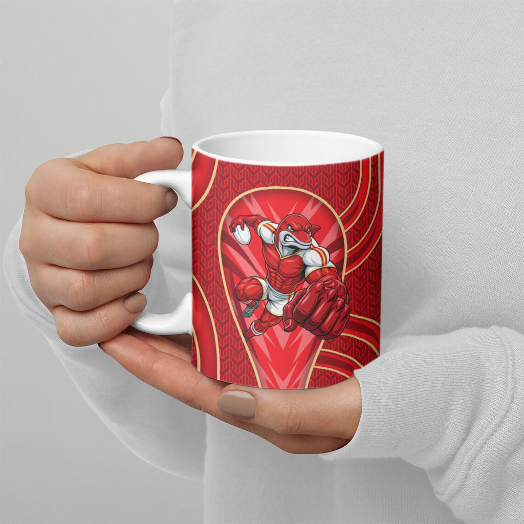 Dolphins Rugby Mascot Ceramic Mug Australian Rugby Culture - Tribal Inspired Dolphin