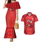 Dolphins Rugby Mascot Couples Matching Mermaid Dress and Hawaiian Shirt Australian Rugby Culture - Tribal Inspired Dolphin