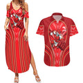 Dolphins Rugby Mascot Couples Matching Summer Maxi Dress and Hawaiian Shirt Australian Rugby Culture - Tribal Inspired Dolphin