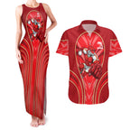 Dolphins Rugby Mascot Couples Matching Tank Maxi Dress and Hawaiian Shirt Australian Rugby Culture - Tribal Inspired Dolphin