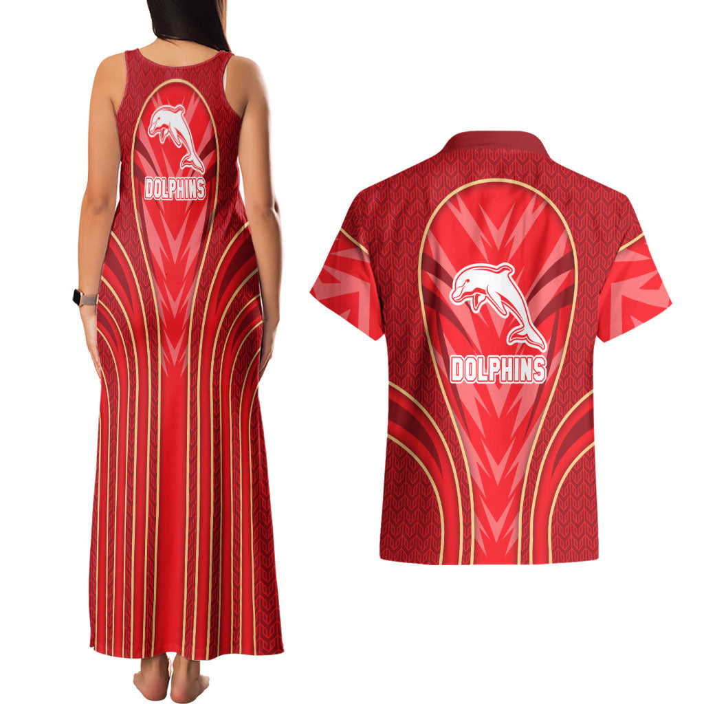 Dolphins Rugby Mascot Couples Matching Tank Maxi Dress and Hawaiian Shirt Australian Rugby Culture - Tribal Inspired Dolphin