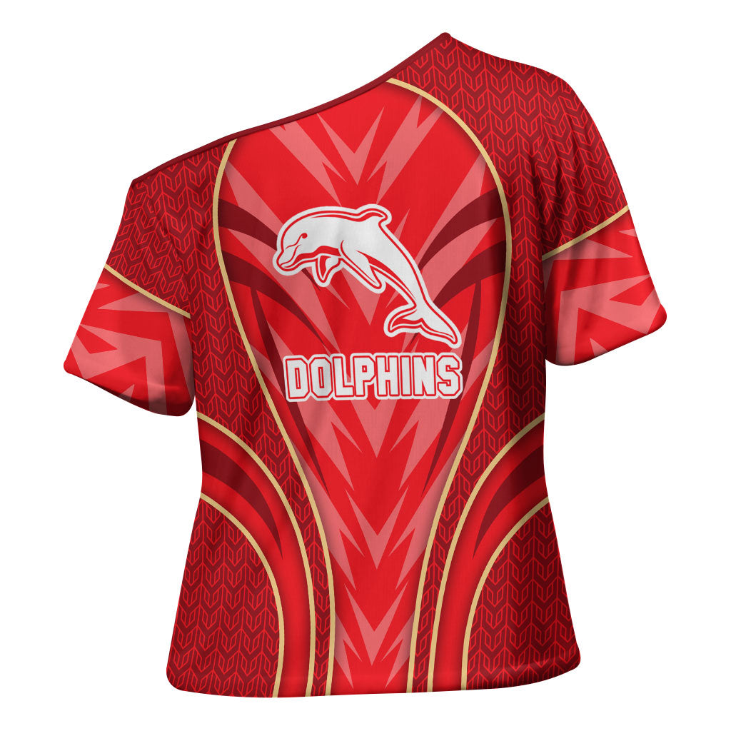 Dolphins Rugby Mascot Cross Shoulder Shirt Australian Rugby Culture - Tribal Inspired Dolphin