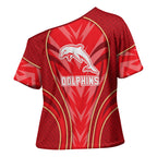 Dolphins Rugby Mascot Cross Shoulder Shirt Australian Rugby Culture - Tribal Inspired Dolphin