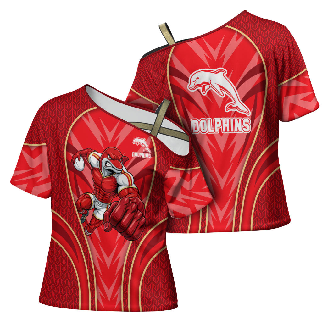 Dolphins Rugby Mascot Cross Shoulder Shirt Australian Rugby Culture - Tribal Inspired Dolphin