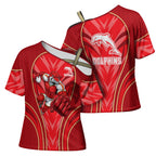 Dolphins Rugby Mascot Cross Shoulder Shirt Australian Rugby Culture - Tribal Inspired Dolphin