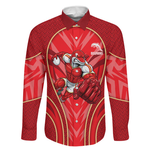 Dolphins Rugby Mascot Family Matching Long Sleeve Bodycon Dress and Hawaiian Shirt Australian Rugby Culture - Tribal Inspired Dolphin
