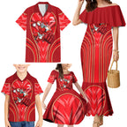 Dolphins Rugby Mascot Family Matching Mermaid Dress and Hawaiian Shirt Australian Rugby Culture - Tribal Inspired Dolphin