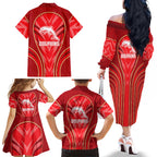 Dolphins Rugby Mascot Family Matching Off The Shoulder Long Sleeve Dress and Hawaiian Shirt Australian Rugby Culture - Tribal Inspired Dolphin