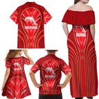 Dolphins Rugby Mascot Family Matching Off Shoulder Maxi Dress and Hawaiian Shirt Australian Rugby Culture - Tribal Inspired Dolphin
