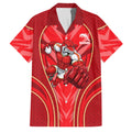 Dolphins Rugby Mascot Family Matching Off Shoulder Maxi Dress and Hawaiian Shirt Australian Rugby Culture - Tribal Inspired Dolphin