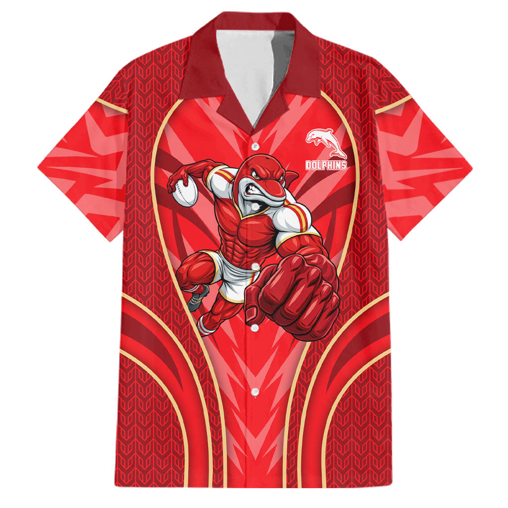 Dolphins Rugby Mascot Family Matching Off Shoulder Maxi Dress and Hawaiian Shirt Australian Rugby Culture - Tribal Inspired Dolphin