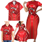 Dolphins Rugby Mascot Family Matching Short Sleeve Bodycon Dress and Hawaiian Shirt Australian Rugby Culture - Tribal Inspired Dolphin