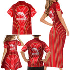 Dolphins Rugby Mascot Family Matching Short Sleeve Bodycon Dress and Hawaiian Shirt Australian Rugby Culture - Tribal Inspired Dolphin