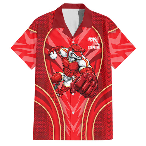 Dolphins Rugby Mascot Family Matching Short Sleeve Bodycon Dress and Hawaiian Shirt Australian Rugby Culture - Tribal Inspired Dolphin