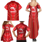 Dolphins Rugby Mascot Family Matching Summer Maxi Dress and Hawaiian Shirt Australian Rugby Culture - Tribal Inspired Dolphin