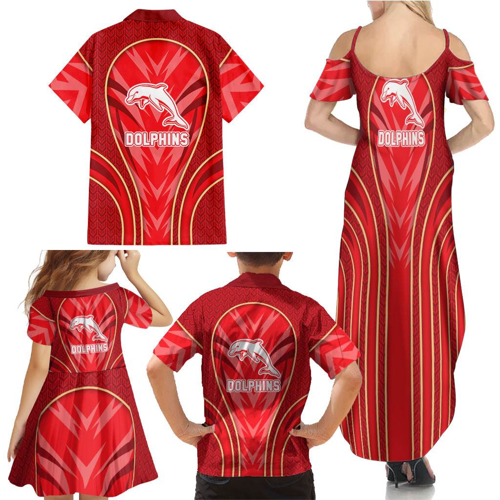 Dolphins Rugby Mascot Family Matching Summer Maxi Dress and Hawaiian Shirt Australian Rugby Culture - Tribal Inspired Dolphin