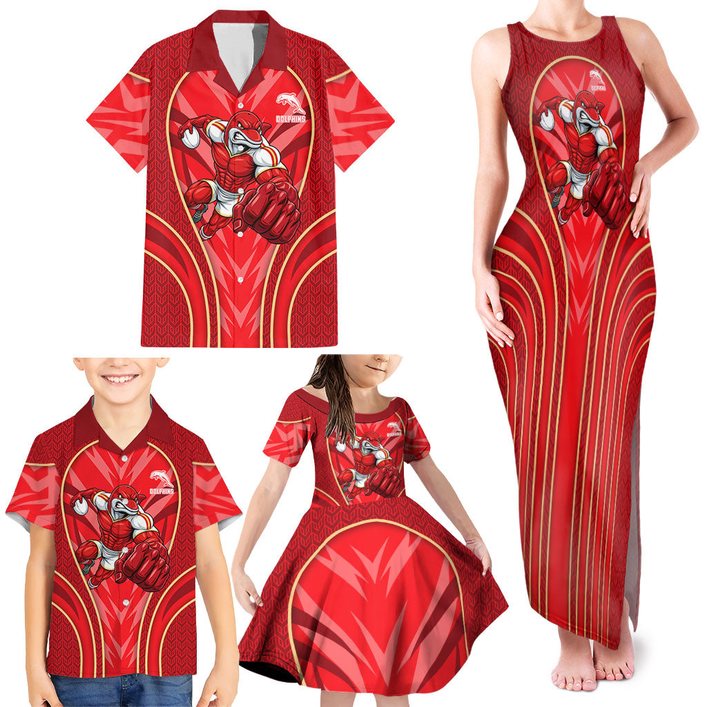 Dolphins Rugby Mascot Family Matching Tank Maxi Dress and Hawaiian Shirt Australian Rugby Culture - Tribal Inspired Dolphin