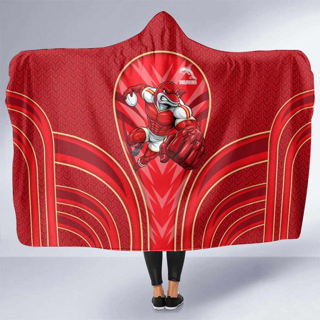 Dolphins Rugby Mascot Hooded Blanket Australian Rugby Culture - Tribal Inspired Dolphin