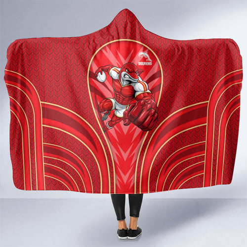 Dolphins Rugby Mascot Hooded Blanket Australian Rugby Culture - Tribal Inspired Dolphin