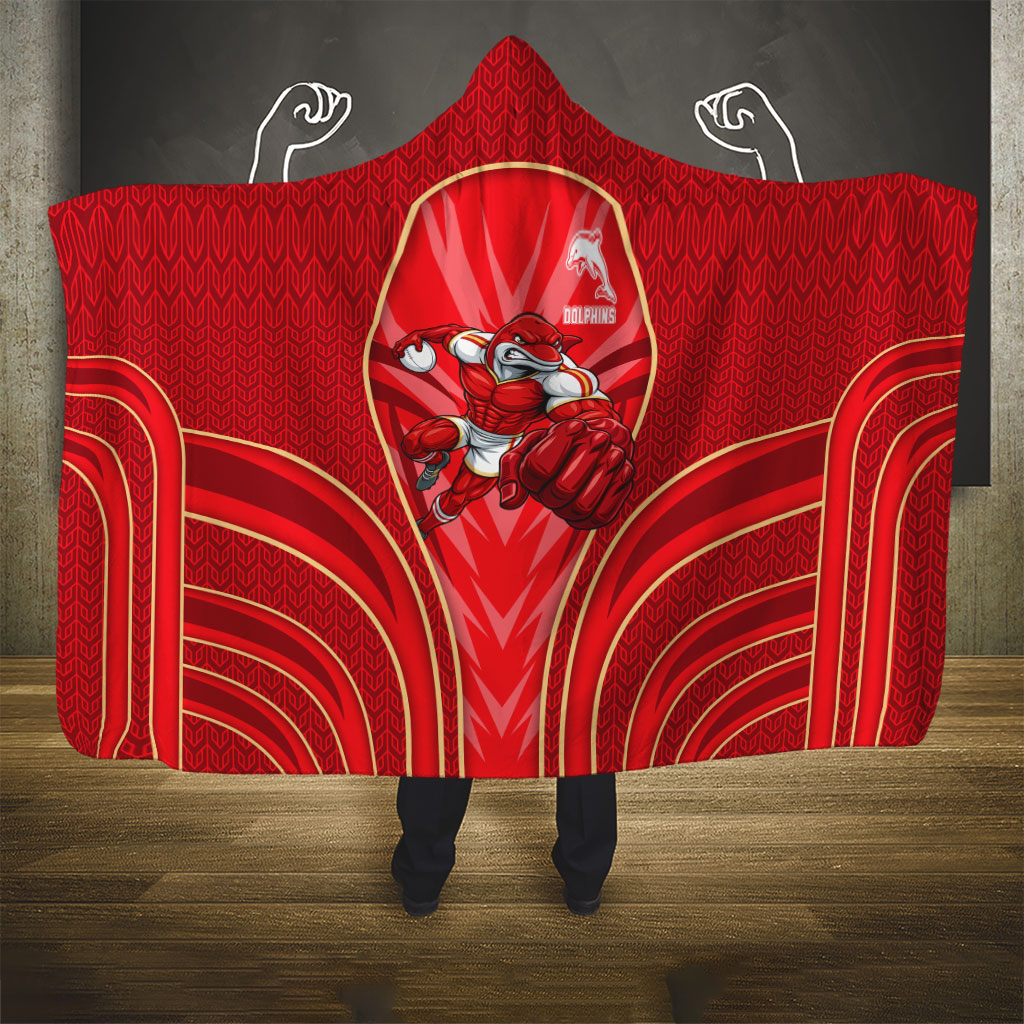 Dolphins Rugby Mascot Hooded Blanket Australian Rugby Culture - Tribal Inspired Dolphin
