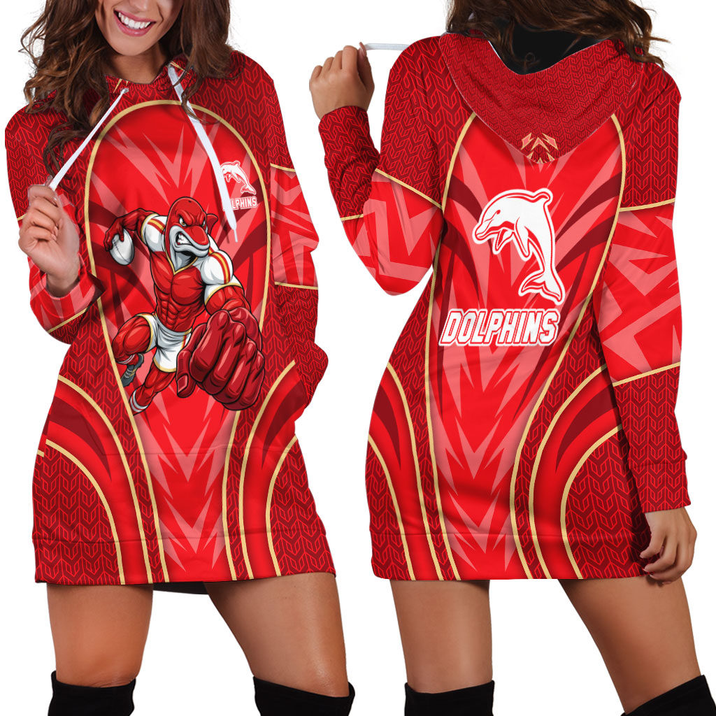 Dolphins Rugby Mascot Hoodie Dress Australian Rugby Culture - Tribal Inspired Dolphin