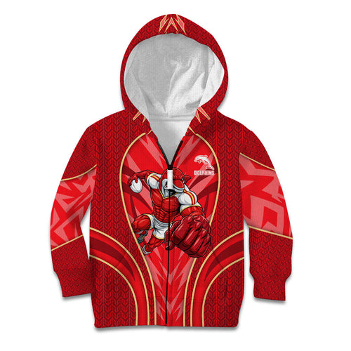 Dolphins Rugby Mascot Kid Hoodie Australian Rugby Culture - Tribal Inspired Dolphin