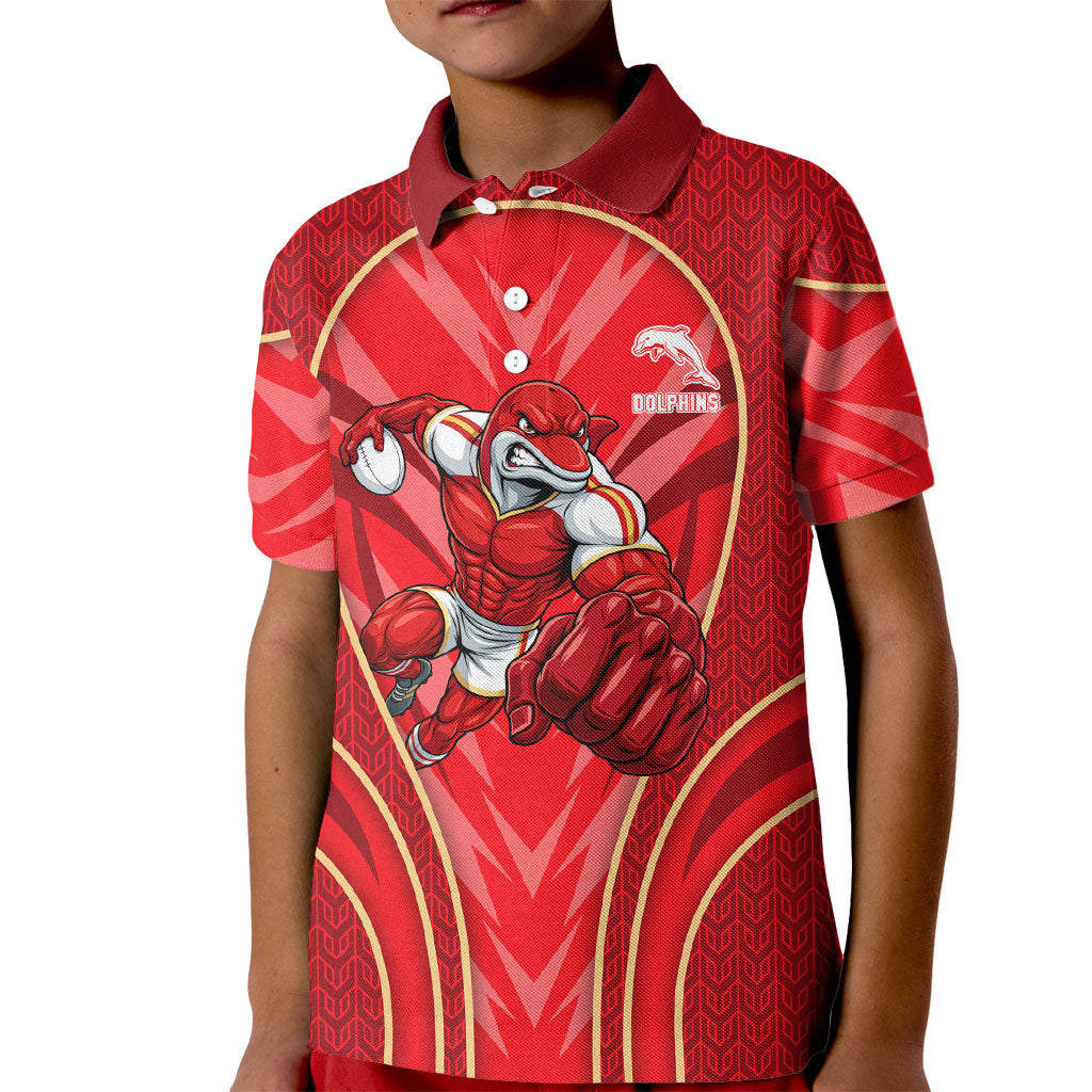 Dolphins Rugby Mascot Kid Polo Shirt Australian Rugby Culture - Tribal Inspired Dolphin