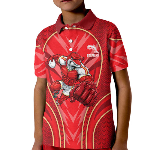 Dolphins Rugby Mascot Kid Polo Shirt Australian Rugby Culture - Tribal Inspired Dolphin