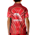 Dolphins Rugby Mascot Kid Polo Shirt Australian Rugby Culture - Tribal Inspired Dolphin
