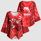 Dolphins Rugby Mascot Kimono Sleeve Blouse Australian Rugby Culture - Tribal Inspired Dolphin