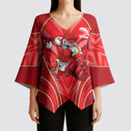 Dolphins Rugby Mascot Kimono Sleeve Blouse Australian Rugby Culture - Tribal Inspired Dolphin