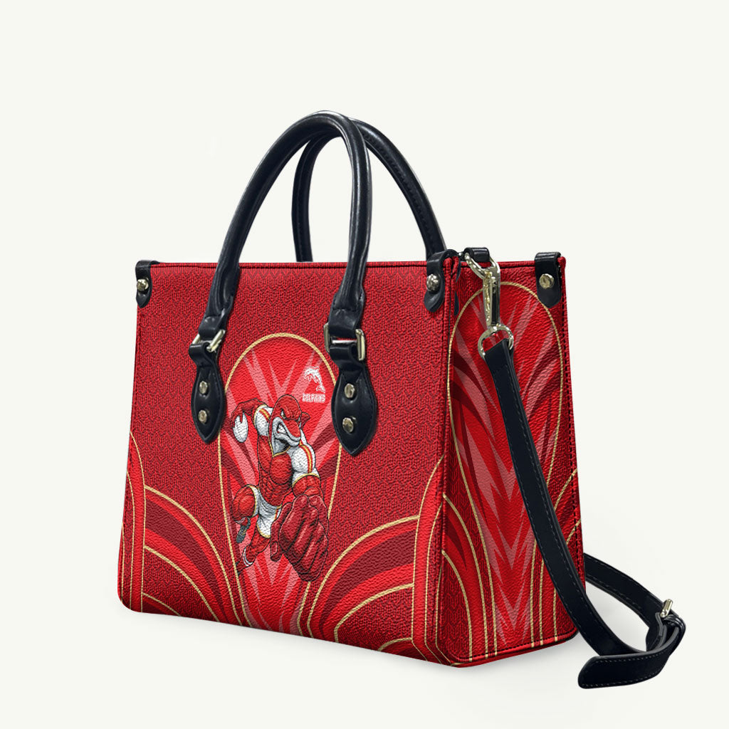 Dolphins Rugby Mascot Leather Bag Australian Rugby Culture - Tribal Inspired Dolphin