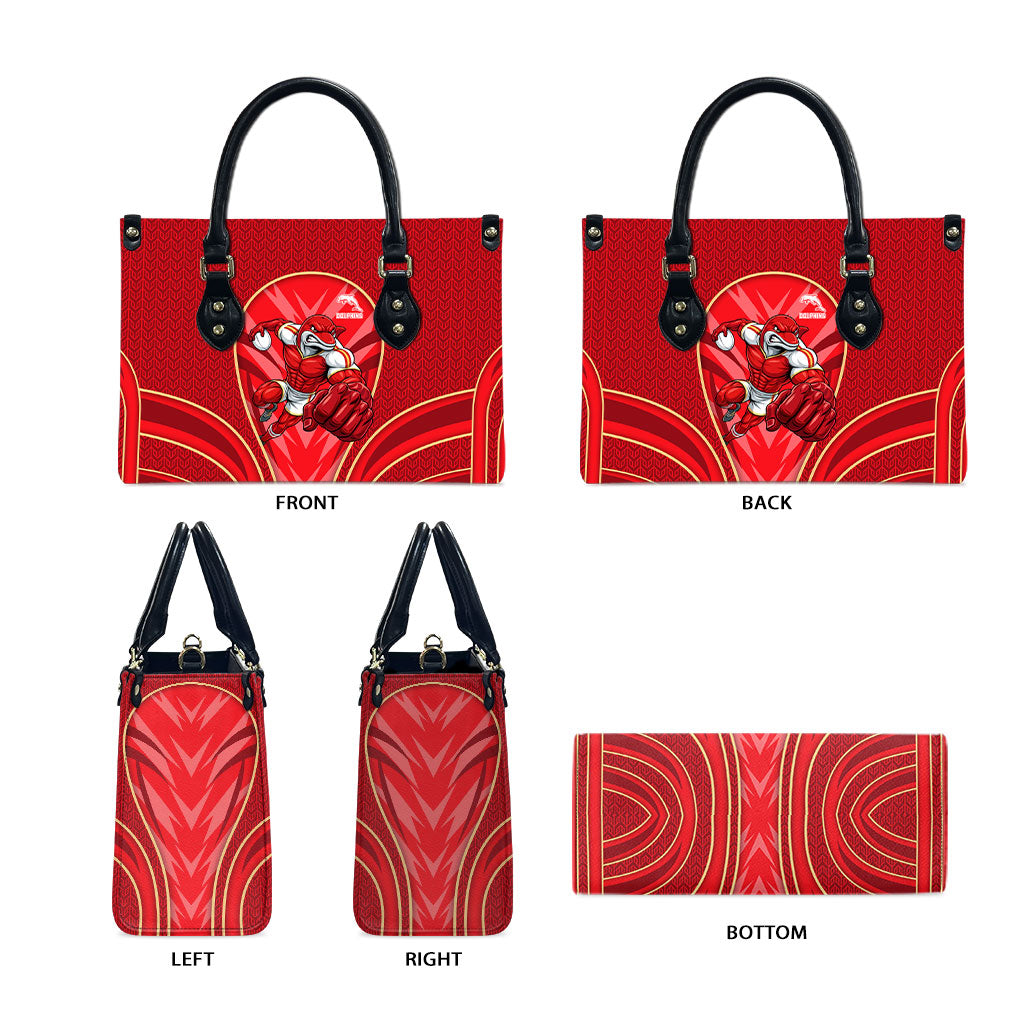 Dolphins Rugby Mascot Leather Bag Australian Rugby Culture - Tribal Inspired Dolphin