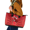 Dolphins Rugby Mascot Leather Tote Bag Australian Rugby Culture - Tribal Inspired Dolphin