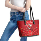 Dolphins Rugby Mascot Leather Tote Bag Australian Rugby Culture - Tribal Inspired Dolphin