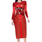Dolphins Rugby Mascot Long Sleeve Bodycon Dress Australian Rugby Culture - Tribal Inspired Dolphin