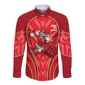 Dolphins Rugby Mascot Long Sleeve Button Shirt Australian Rugby Culture - Tribal Inspired Dolphin