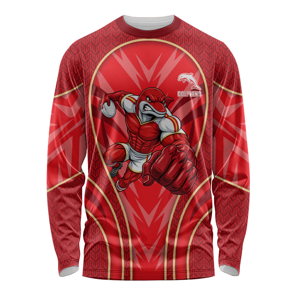 Dolphins Rugby Mascot Long Sleeve Shirt Australian Rugby Culture - Tribal Inspired Dolphin